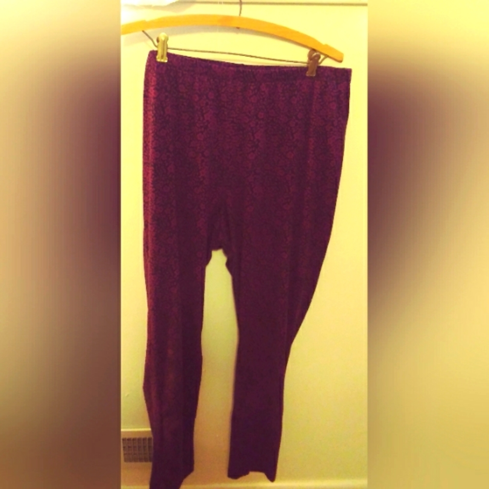 1X Women Within purple and black stretchy pants